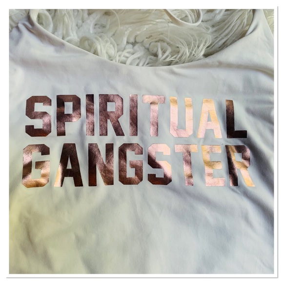 Spiritual Gangster Retreat One Piece Swimsuit White Gold Lettering Size Medium - Picture 2 of 9